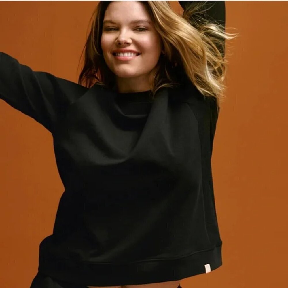 ThirdLove Black Weekend Terry Crewneck Sweatshirt, Size XS